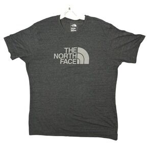 North Face Shirt Men XL Slim Fit Short Sleeve Heather Gray Logo T Shirt